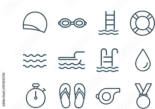 Team sports icons showcasing various athletic activities for organized outdoor and indoor games