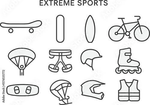 Icons depicting various water sports and activities suitable for summer leisure time by the beach