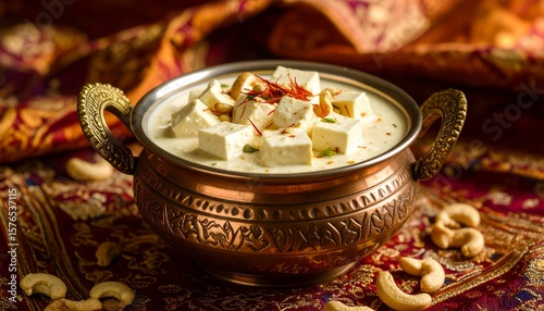 Shahi Paneer in Copper Handi with Garnish