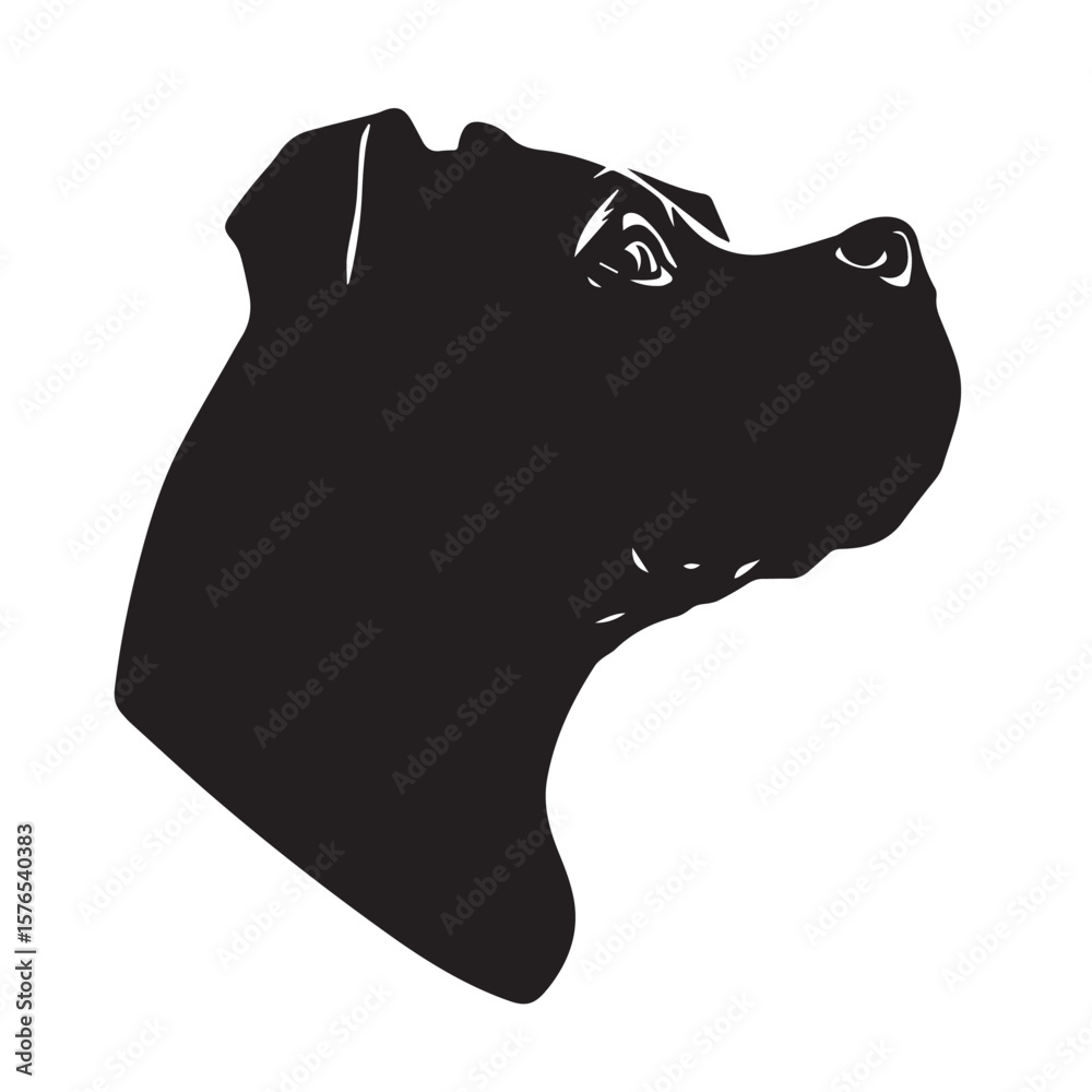Obraz premium Black and White Line Art of a Dog's Profile in Bold Style. Illustration of a Dog Silhouette. 