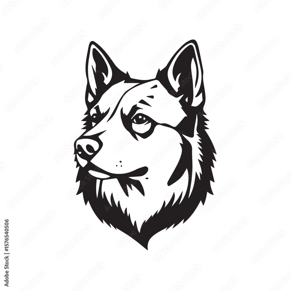 Fototapeta premium Black and White Line Art of a Dog's Profile in Bold Style. Illustration of a Dog Silhouette. 