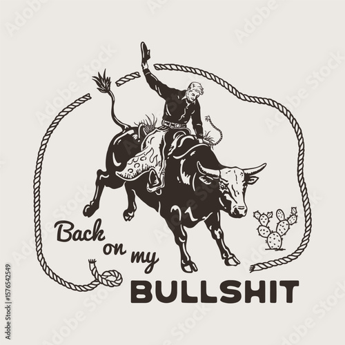 Back on My Bullshit Rodeo Cowgirl Graphic