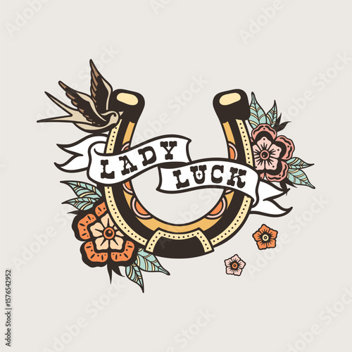Lady Luck Horseshoe Floral Graphic