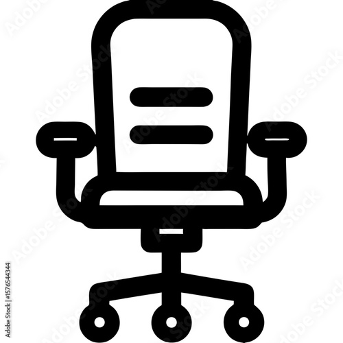 Office chair icon in minimalist style with black outlines  