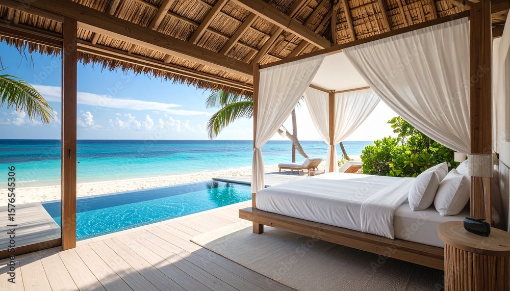 Fototapeta premium Beachfront Villa with Infinity Pool