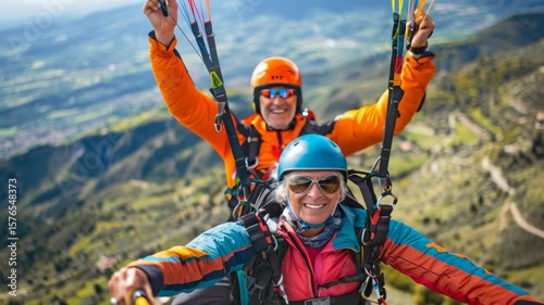 Adventurous paragliding experience over stunning mountain landscape