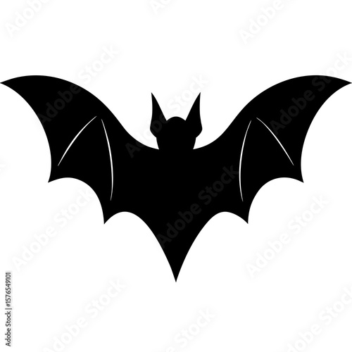 Black bat silhouette isolated on white background