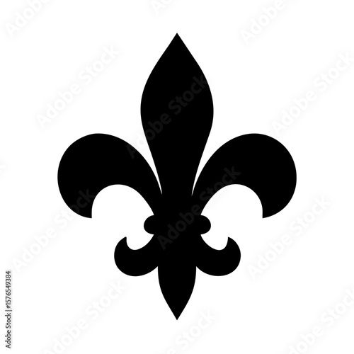 A black silhouette of a fleurdelis symbol on a white background