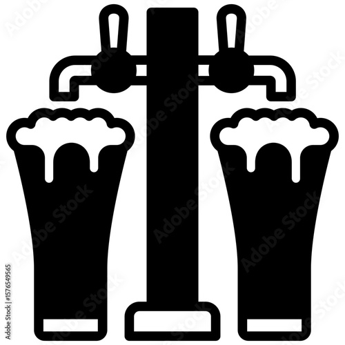 Beer Tap glyph icon, mini illustration for relaxation, party, pubs and bars UI, UX kit, app and web development, digital or print.