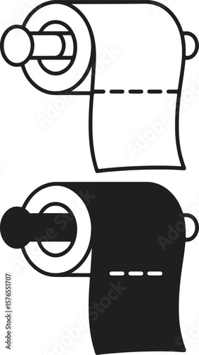 toilet paper roll holder icon sign vector,Minimal Line Drawing of Empty Toilet Paper Roll on Wall Holder