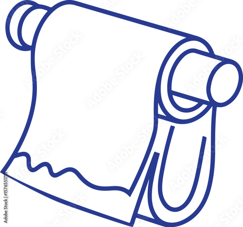 Black Silhouette of Towel Hanging on Hanger Vector Icon

