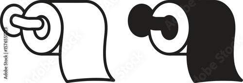 toilet paper roll holder icon sign vector,Minimal Line Drawing of Empty Toilet Paper Roll on Wall Holder