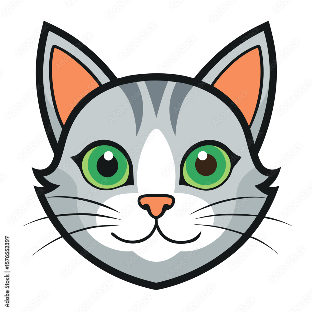 Obraz premium Cat on the Moon – Nighttime Vector Scene
