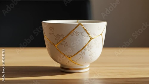 Kintsugi bowl glows with golden repair