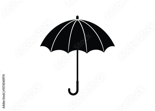Umbrella silhouette Black Vector white background