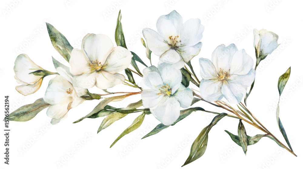 Fototapeta premium A beautiful bouquet of white flowers watercolour isolated on white background 