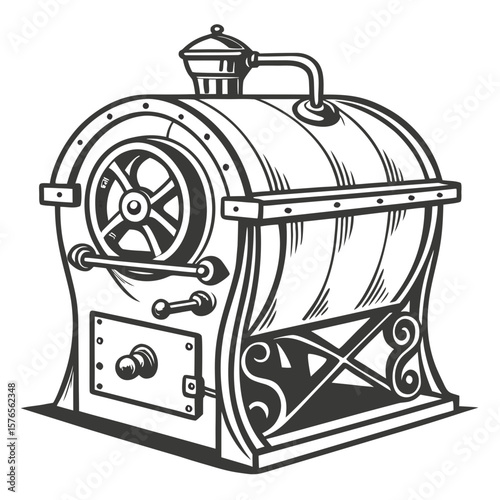 Creative Heat Treatment Furnace Vector Illustration | Industrial Equipment Design for Metalworking, Manufacturing, and Engineering Use