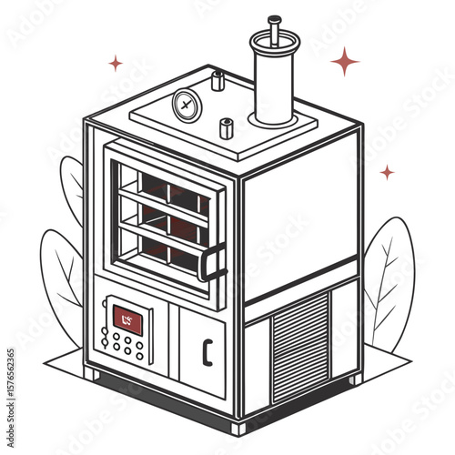 Creative Heat Treatment Furnace Vector Illustration | Industrial Equipment Design for Metalworking, Manufacturing, and Engineering Use