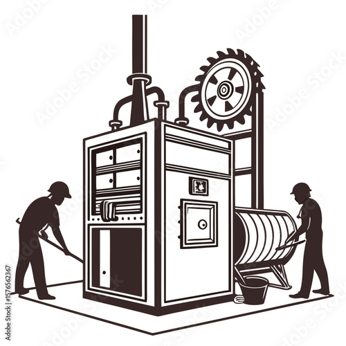 Creative Heat Treatment Furnace Vector Illustration | Industrial Equipment Design for Metalworking, Manufacturing, and Engineering Use