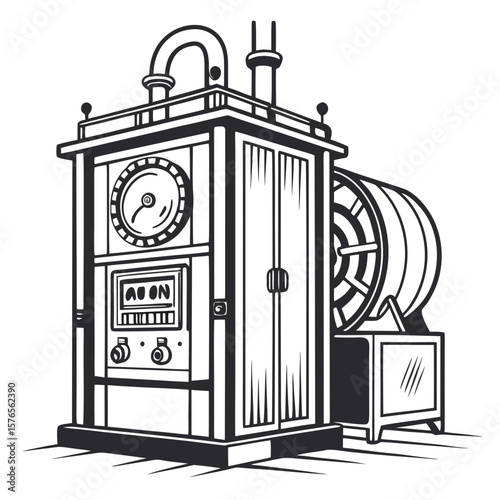 Creative Heat Treatment Furnace Vector Illustration | Industrial Equipment Design for Metalworking, Manufacturing, and Engineering Use