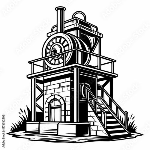 Creative Heat Treatment Furnace Vector Illustration | Industrial Equipment Design for Metalworking, Manufacturing, and Engineering Use