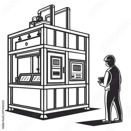 Creative Heat Treatment Furnace Vector Illustration | Industrial Equipment Design for Metalworking, Manufacturing, and Engineering Use