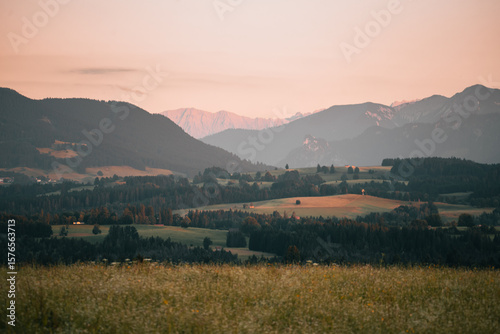Bavarian Mountains during sunset in summer