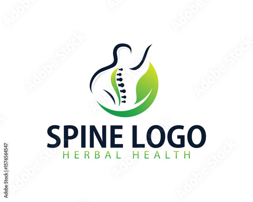 Herbal spine logo creative solution medical clinic nature leave massage