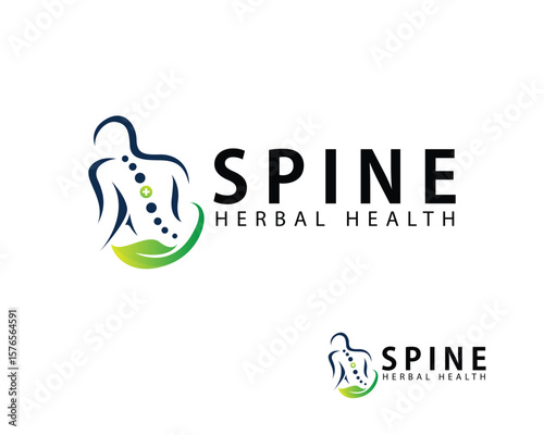 Herbal spine logo creative solution medical clinic nature leave massage