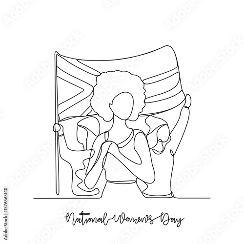 Wallpaper Mural One continuous line drawing of National Women's Day vector illustration. National Women's Day in South Africa concept in simple linear continuous line. Great for social campaign and public purpose. Torontodigital.ca