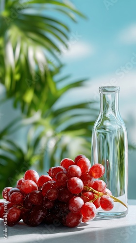 Refreshment Made With Grapes and Clear Water in a Sunny Outdoor Setting With ...