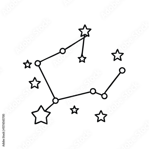Constellation in the night sky outlined with stars and connections