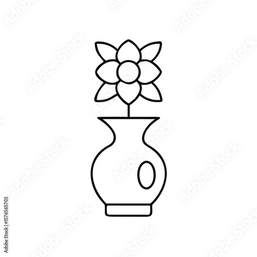 Outline of a ceramic vase with a flower design