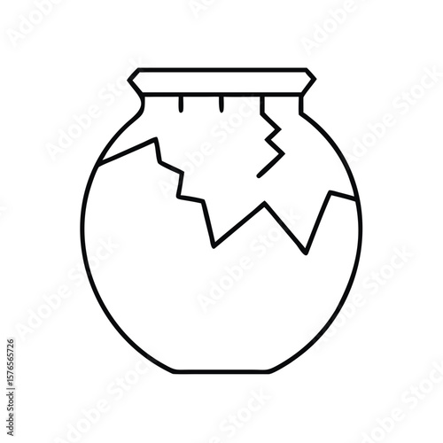 Cracked ceramic pot icon illustrating damage and imperfection