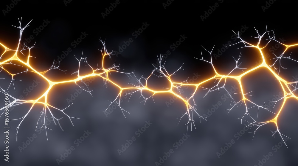 Obraz premium Intricate Neural Connections Illustrating the Human Brain's Complex Electrical Activity and Neurotransmission Pathways