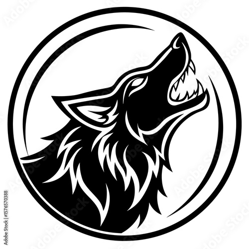 Circular Tribal Wolf Skull Howling Tattoo