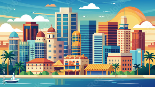 Luanda, Angola – Oceanfront skyline glimmers in soft light. Colorful colonial buildings face the sea, where palm trees line boulevards and urban life pulses through coastal charm.

