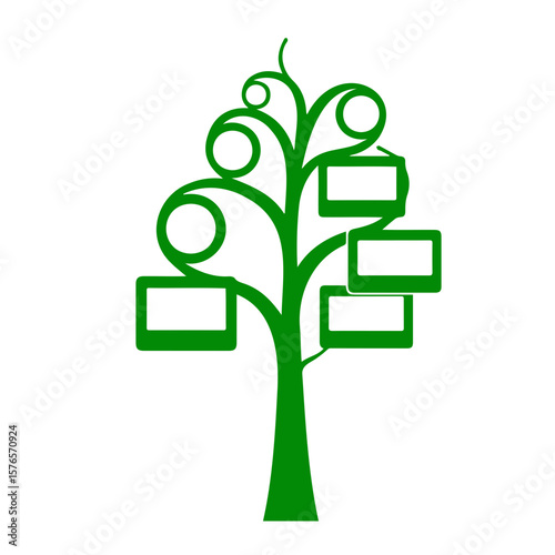 Tree icon with monitor screens representing technology and connection, on transparent background 