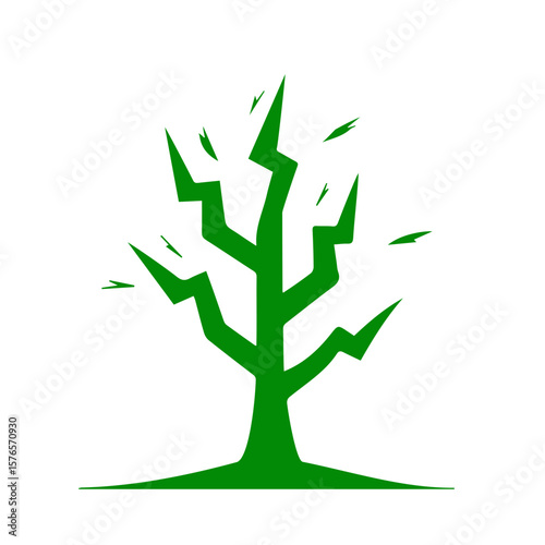 Tree icon resembling lightning representing energy and nature, on transparent background 