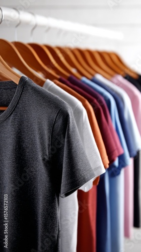 Colorful Shirts Hanging in a Display for Sale in a Bright Retail Store