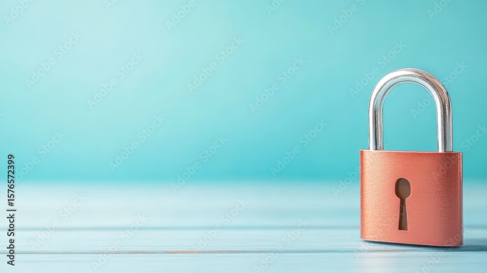 Naklejka premium Padlock on light blue background