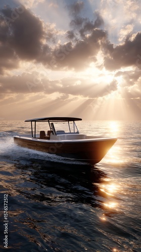 Relaxing Afternoon Cruise on a Boat During Sunset Over the Calm Ocean Waters