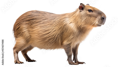 Capybara Standing Profile View on Transparent Background