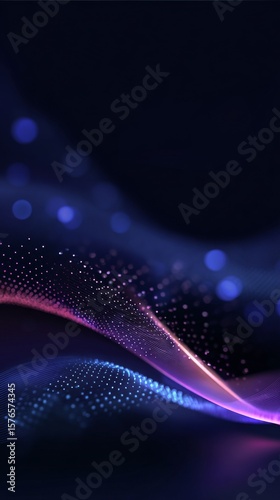 Abstract Waves of Purple and Blue Light Create a Dynamic Visual Effect in a D...