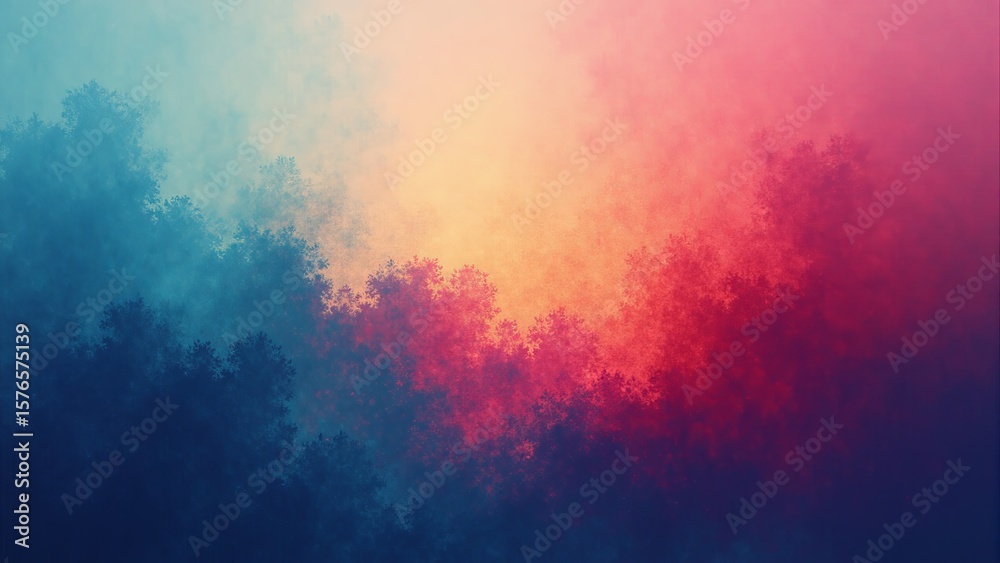 Fototapeta premium Vibrant Abstract Forest Silhouettes at Sunset