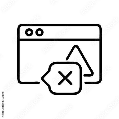 Icon of fake website warning with error message in user interface  