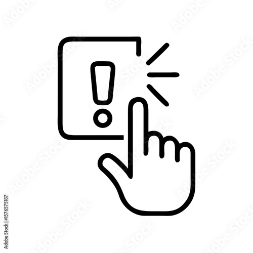 Icon of panic button being pressed with hand illustration  