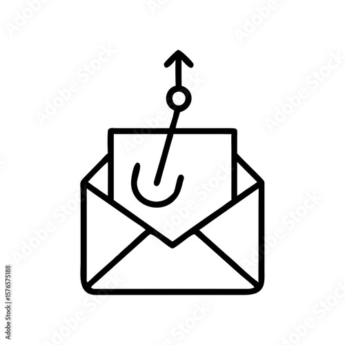 phishing email icon with hook inside envelope in minimal style  