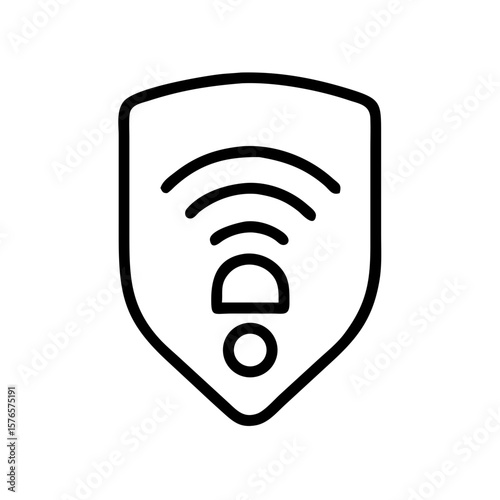 Icon of protected Wi-Fi with shield and lock symbol  