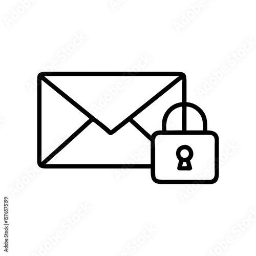Secure email icon with envelope and lock symbol in minimalist style  